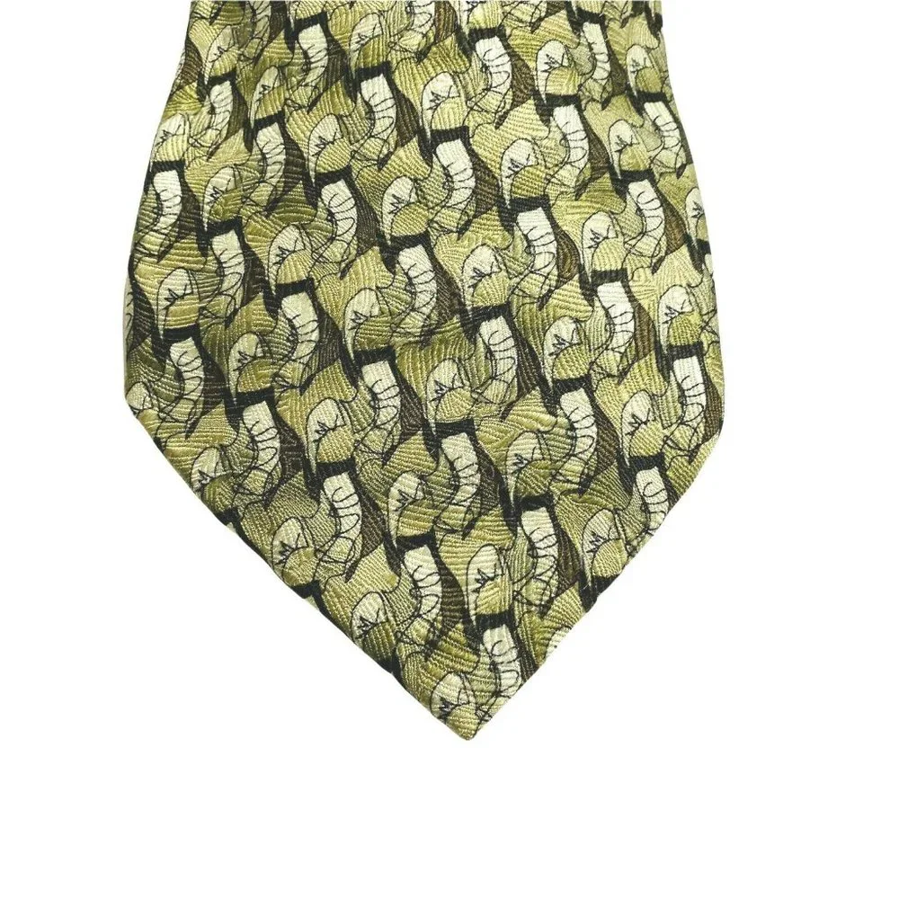 Vintage Jerry J. Garcia Tan Brown Abstract Mens Silk‎ Tie Drummers Collection 17